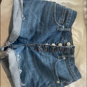 Madewell button up high waisted jean shorts